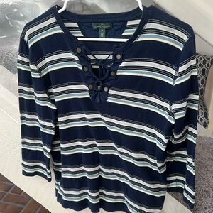 Ralph Lauren striped 3/4 sleeve tee M